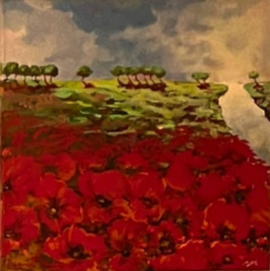 Klaprozenveld in Zeeland (50 x 50cm) - ArtFusion.nl