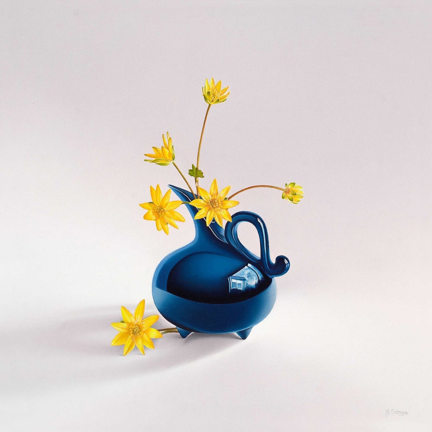 Speenkruid in blauw vaasje - ArtFusion.nl
