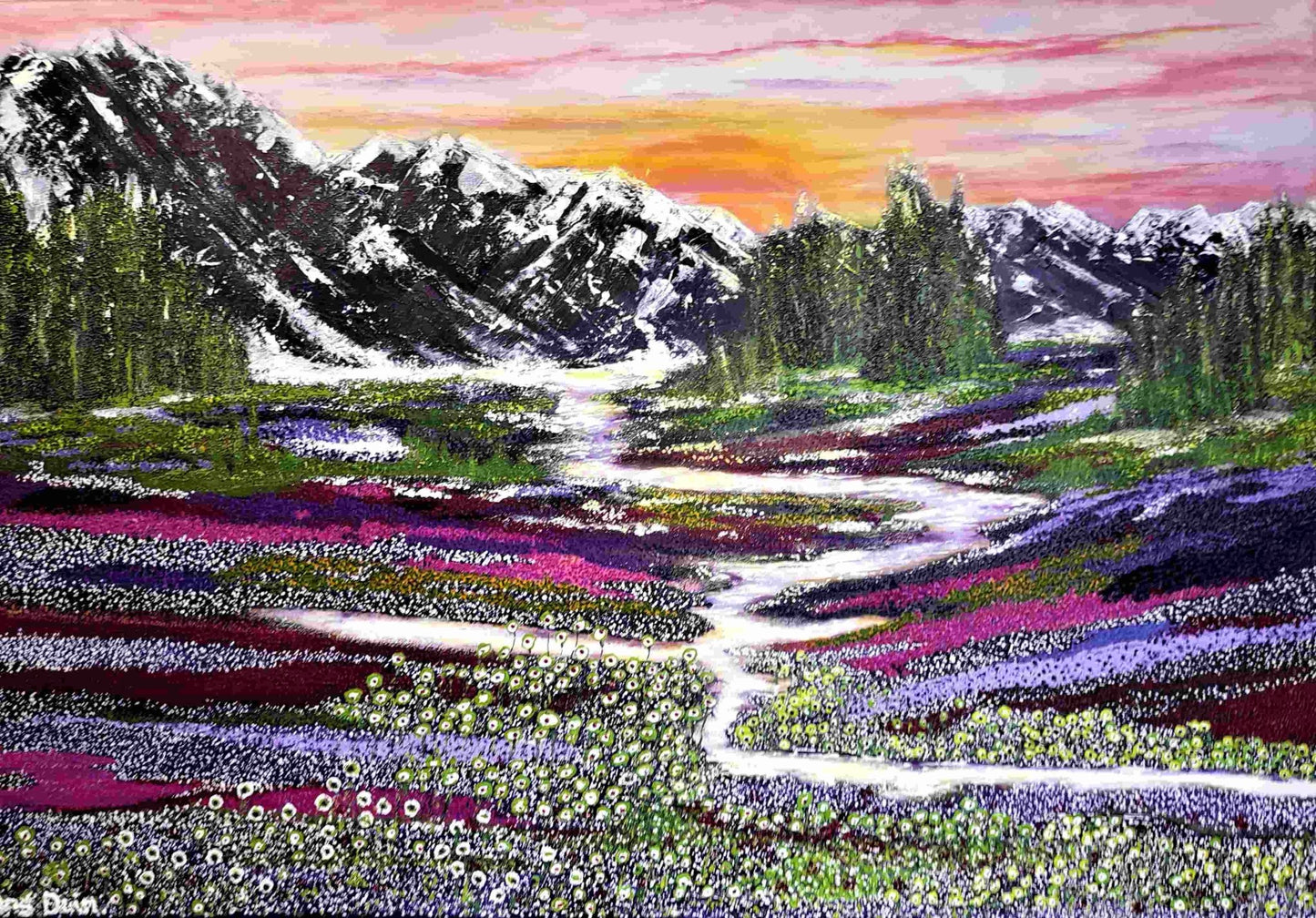 Spring in the mountains - 100 x 70cm - ArtFusion.nl
