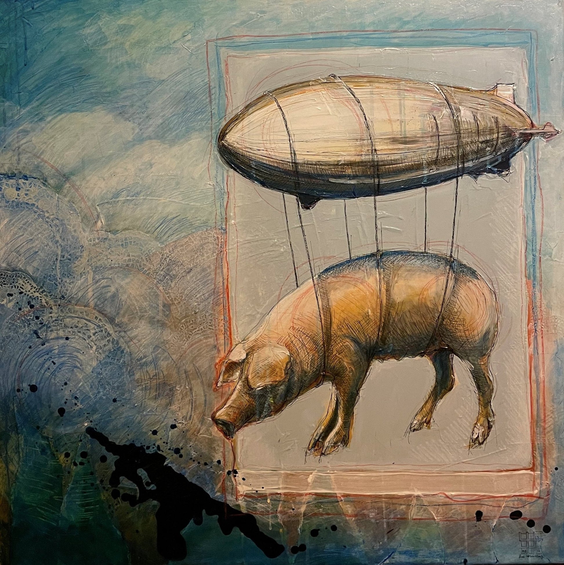 Varkensvlucht (80 x 80cm) - ArtFusion.nl