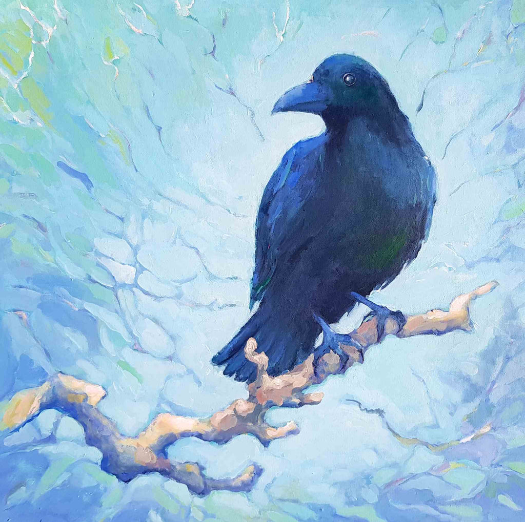 Black crow blue (80 x 80cm) - ArtFusion.nl