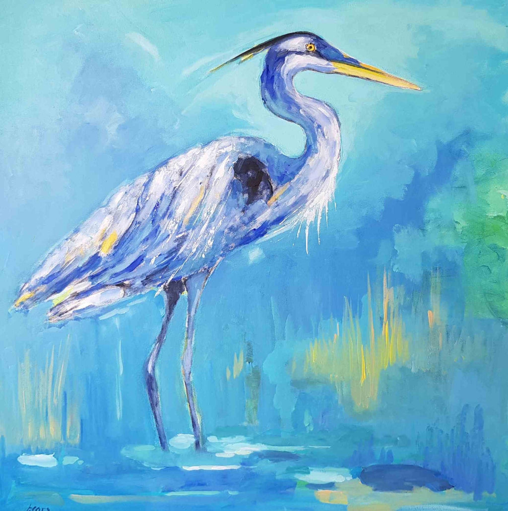 Blue heron blue (80 x 80cm) - ArtFusion.nl
