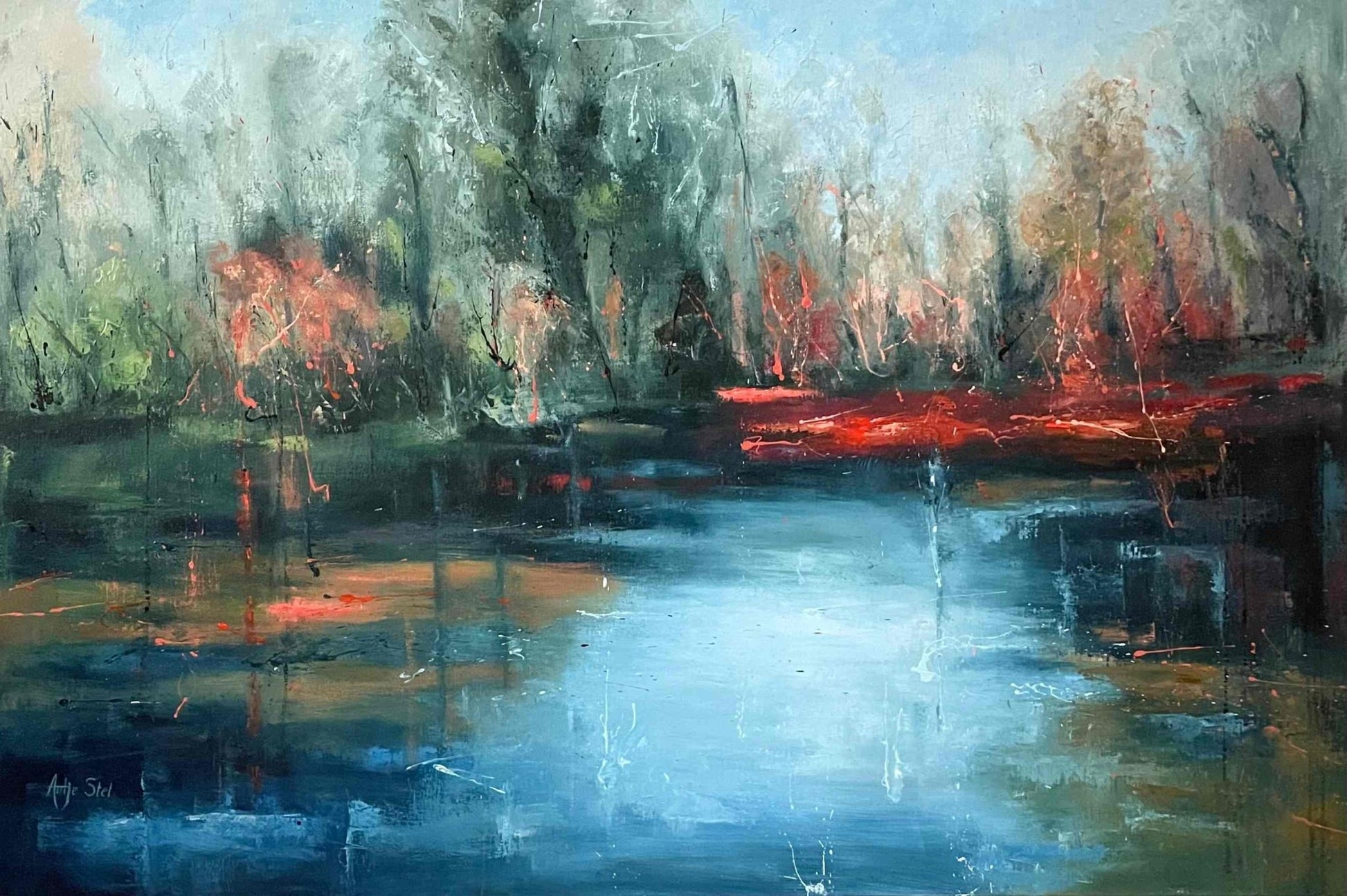 Reflecties in rood (80 x 120cm) - ArtFusion.nl