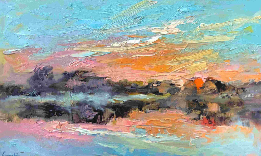 Plein air - Zonsopkomst Mariapeel (24 x 40cm) - ArtFusion.nl