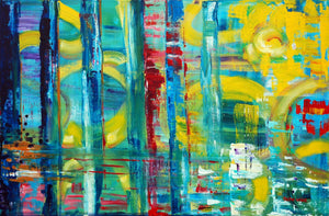 Sunset through the trees (80 x 120cm) - ArtFusion.nl
