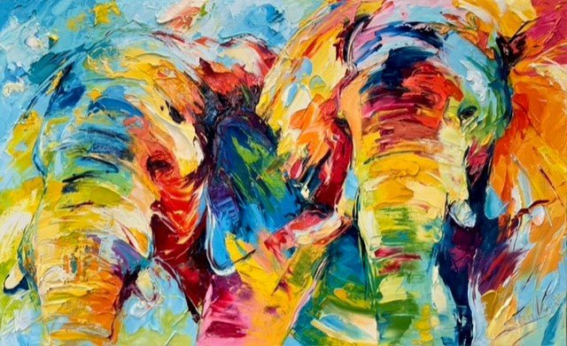 Two african elephants (80 x 130cm) - ArtFusion.nl