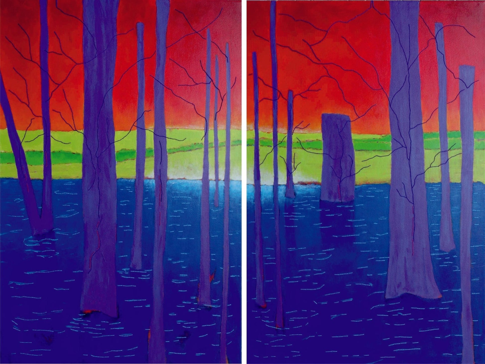Verstild landschap 6 - tweeluik (160 x 120cm) - ArtFusion.nl