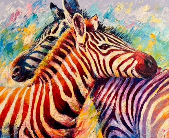 Zebra family (130 x 130cm) - ArtFusion.nl